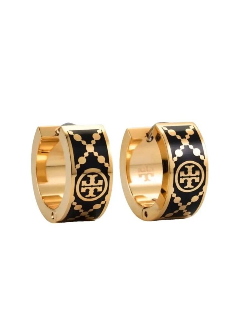 Tory Burch Black and Gold T-Monogram Huggie Earrings and Bracelet Set -10169 - Picture 6 of 7